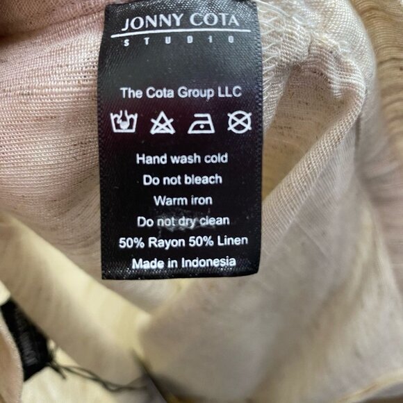 Jonny Cota Studio Women's Linen Wrap Cropped Wide Leg Pants in Natural 4 - Picture 8 of 9